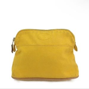 AUTH HERMES Bolide Yellow Canvas Pochette Cosmetics Pouch